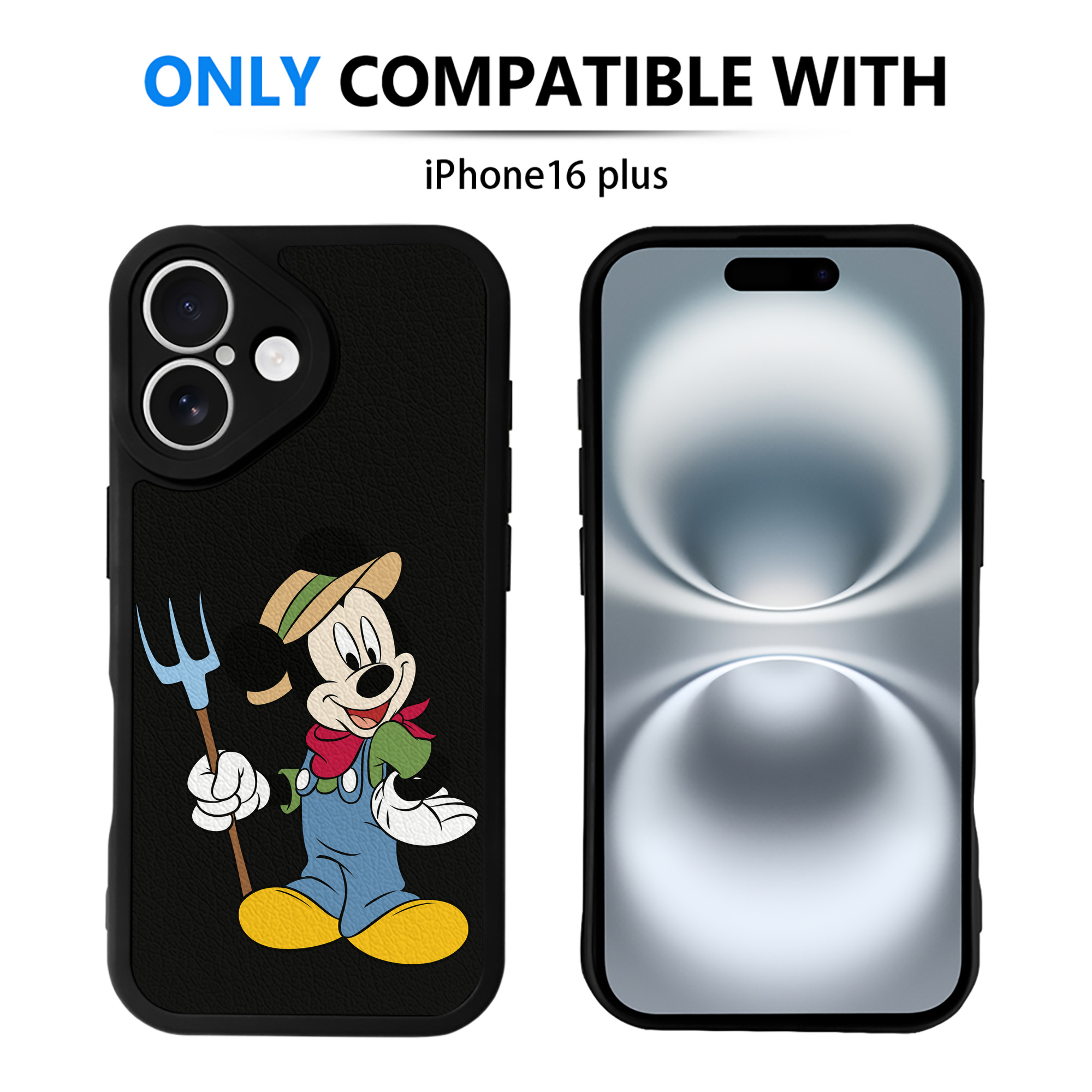 （画像用） ミッキーマウス Mickey Mouse 【iPhone 16シリーズ対応】シリコンスマホケース（レザー調） 材質：シリコン